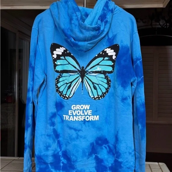 Yours Truly Clothing by Phora Broken Butterfly Evolution Tie Dye Hoodie M - Picture 2 of 11